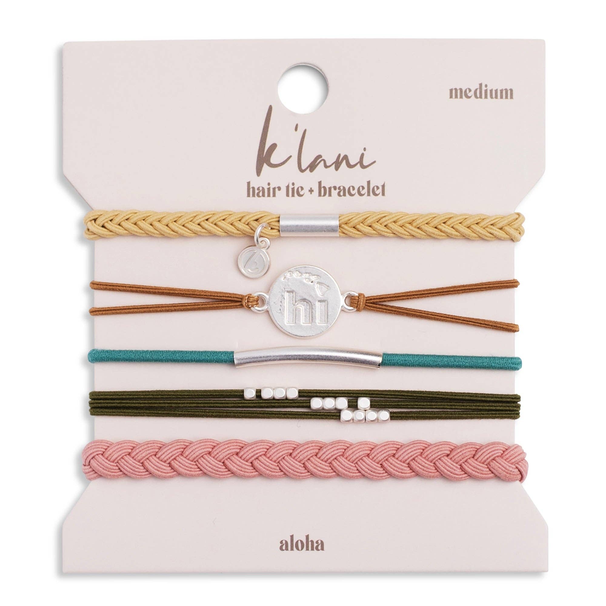 "Aloha" Silver Hawaii Charm Hair Tie Bracelets