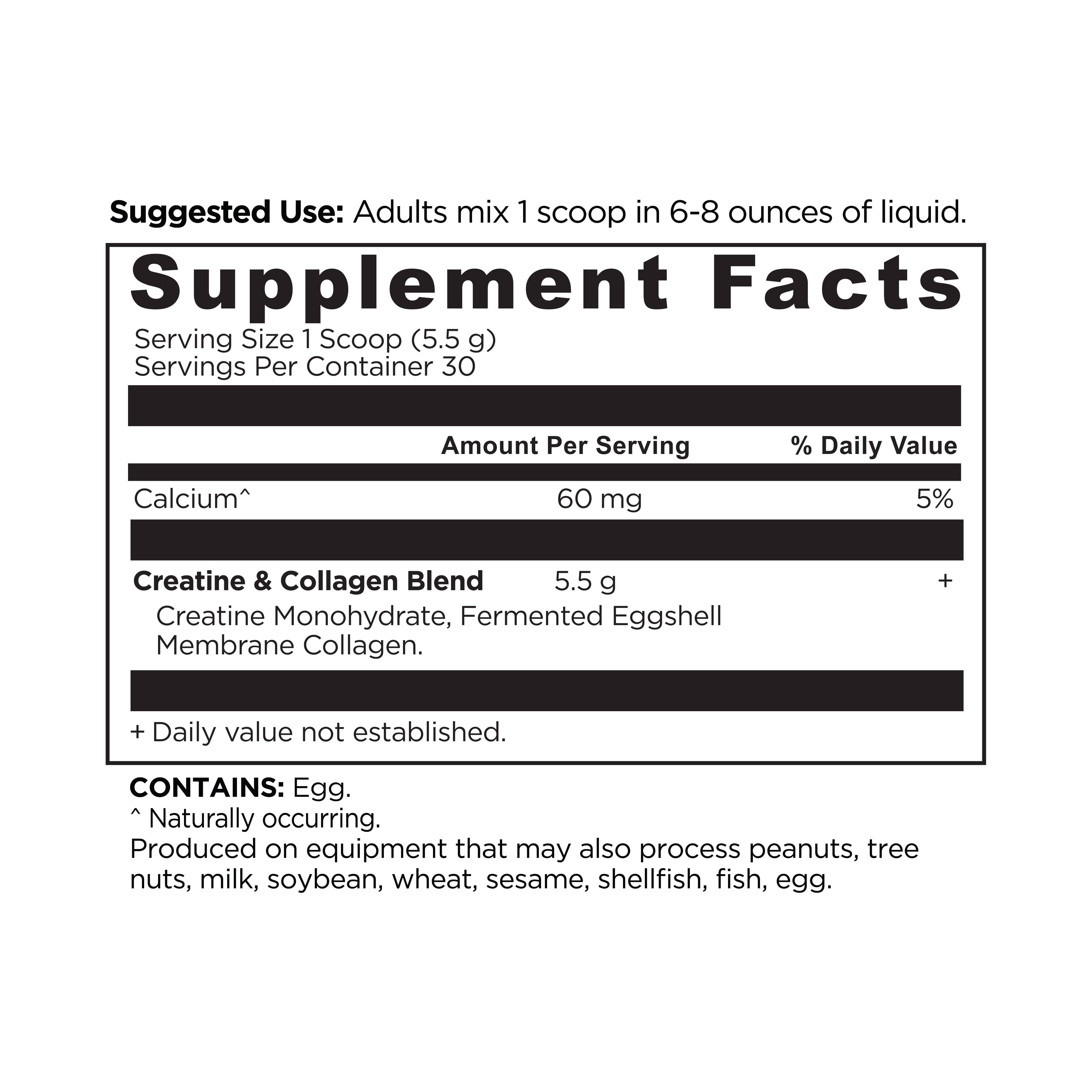 Creatine + Collagen | Powder Unflavored (30 Servings)