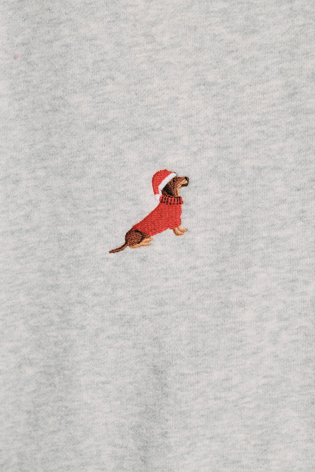 Embroidered Christmas Dog Fleece Crew Neck Sweatshirt