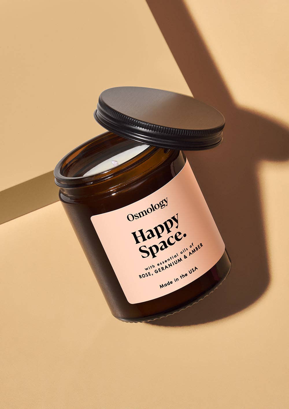 Happy Space Amber Jar Candle - Rose Geranium and Amber