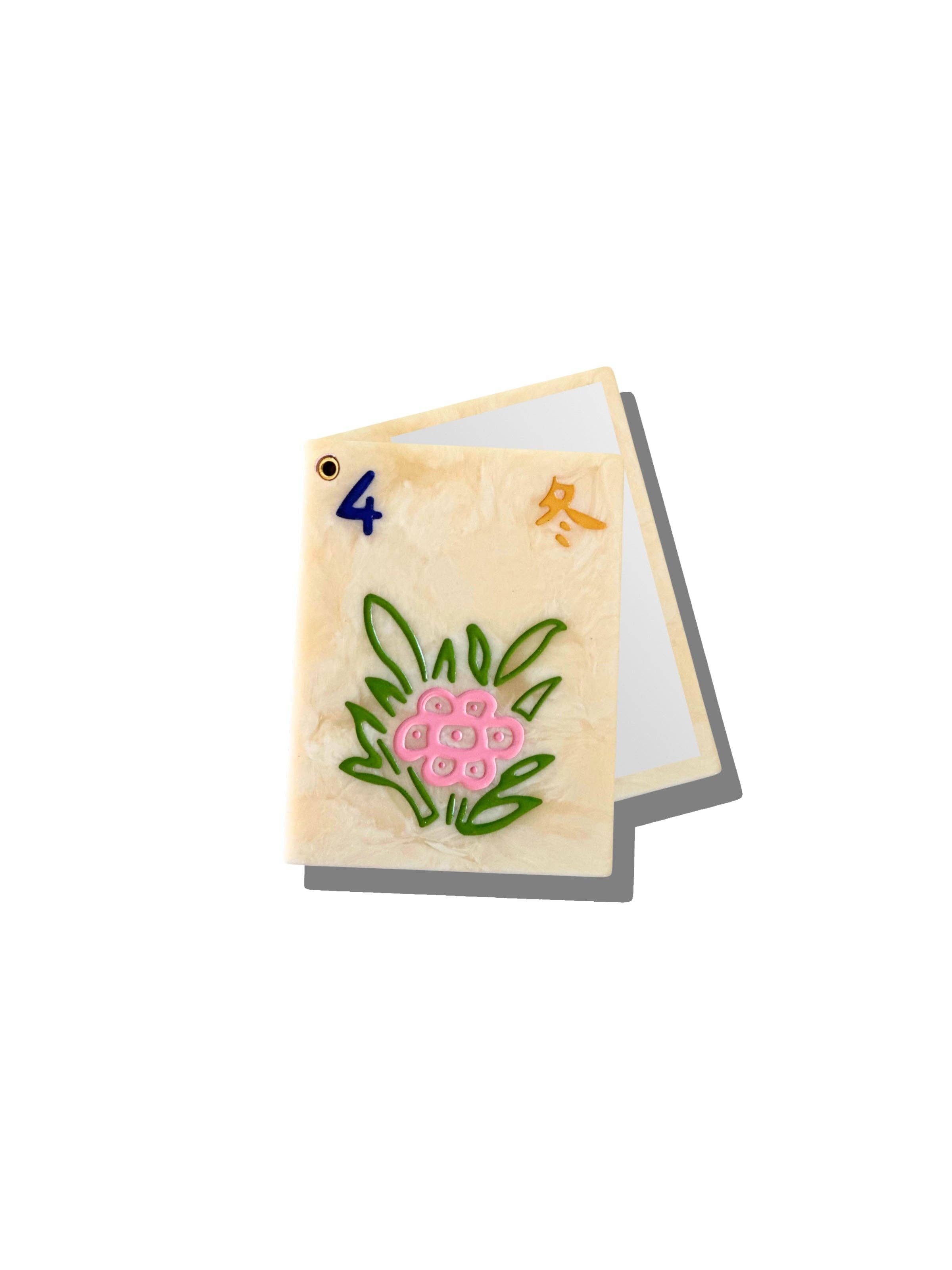 Hand-painted Flower Mahjong Compact Mirror | Eco-Friendly