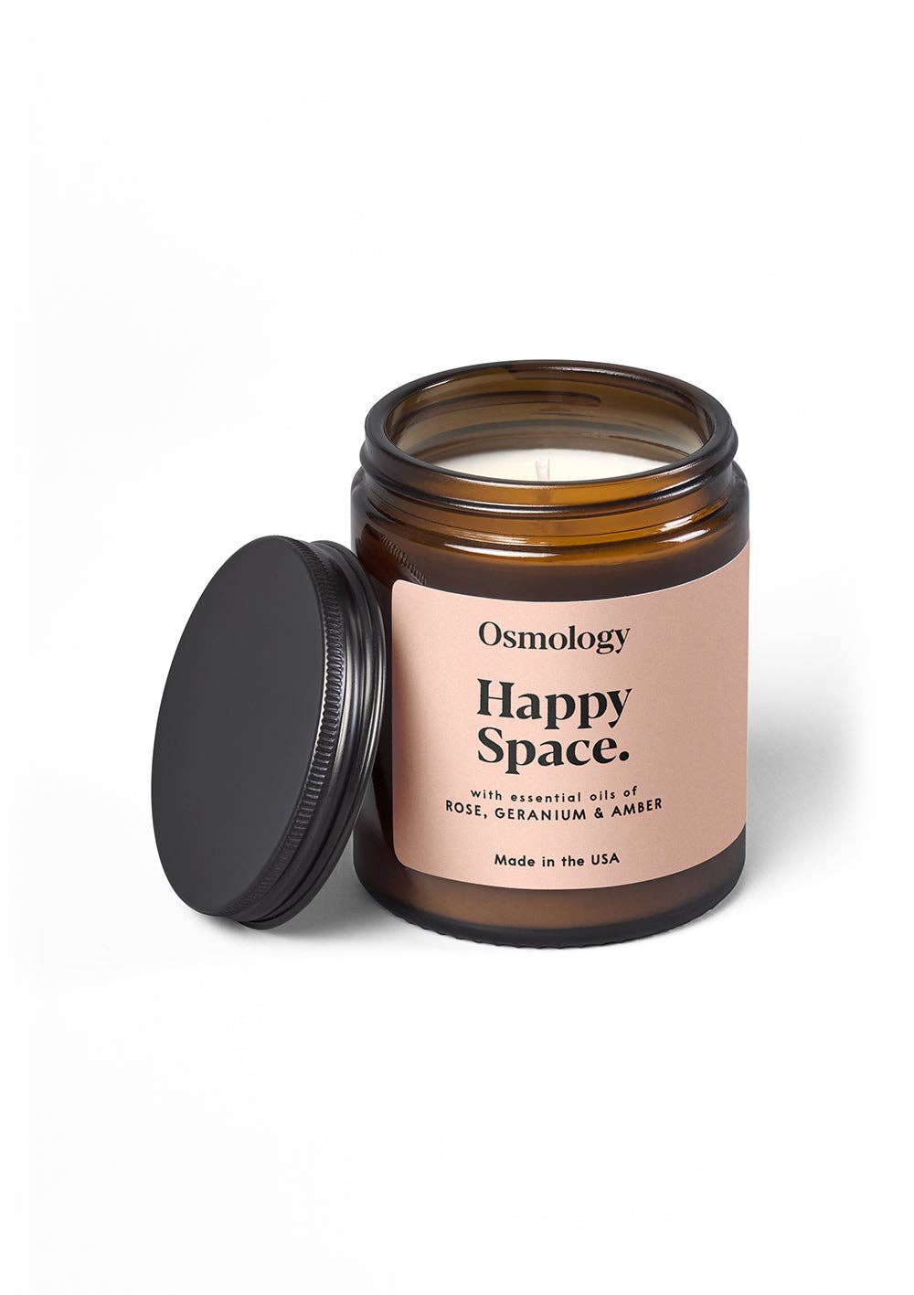 Happy Space Amber Jar Candle - Rose Geranium and Amber