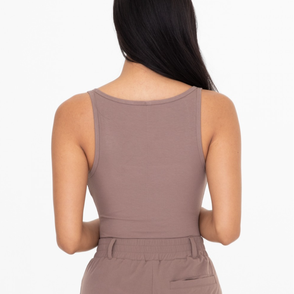 Square Neck Ribbed Bodysuit