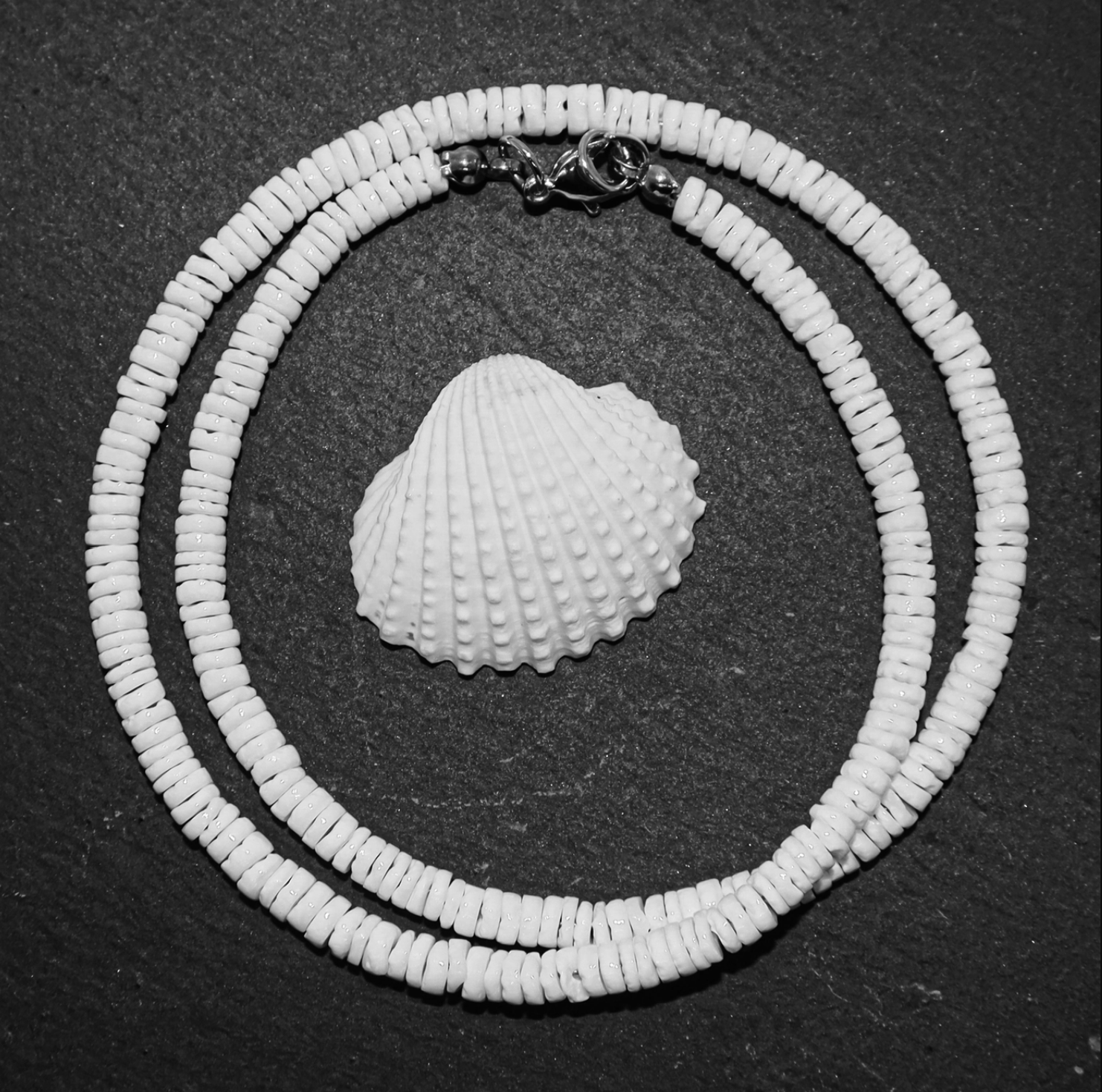 Round White Puka Shell Necklace