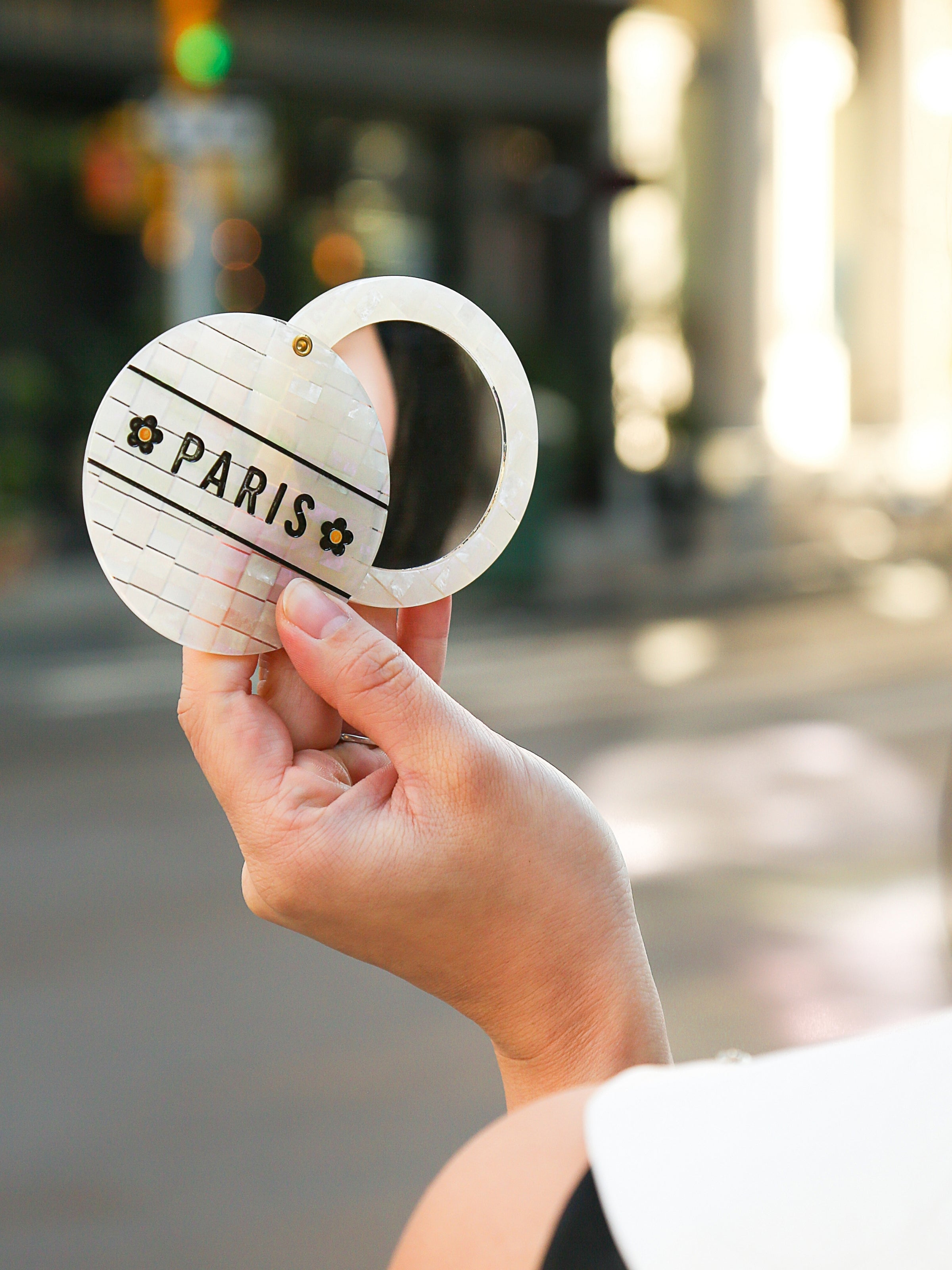 Hand-painted Paris Mosaic Compact Mirror | Eco-Friendly