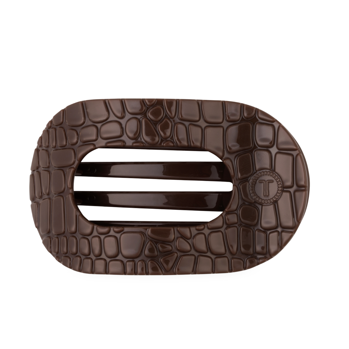 Brown Crocodile | Large| Flat Round Hair Clip