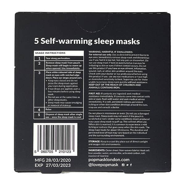 Jet Setter Jasmine Scented Self-Warming Sleep Masks - 5 Pack