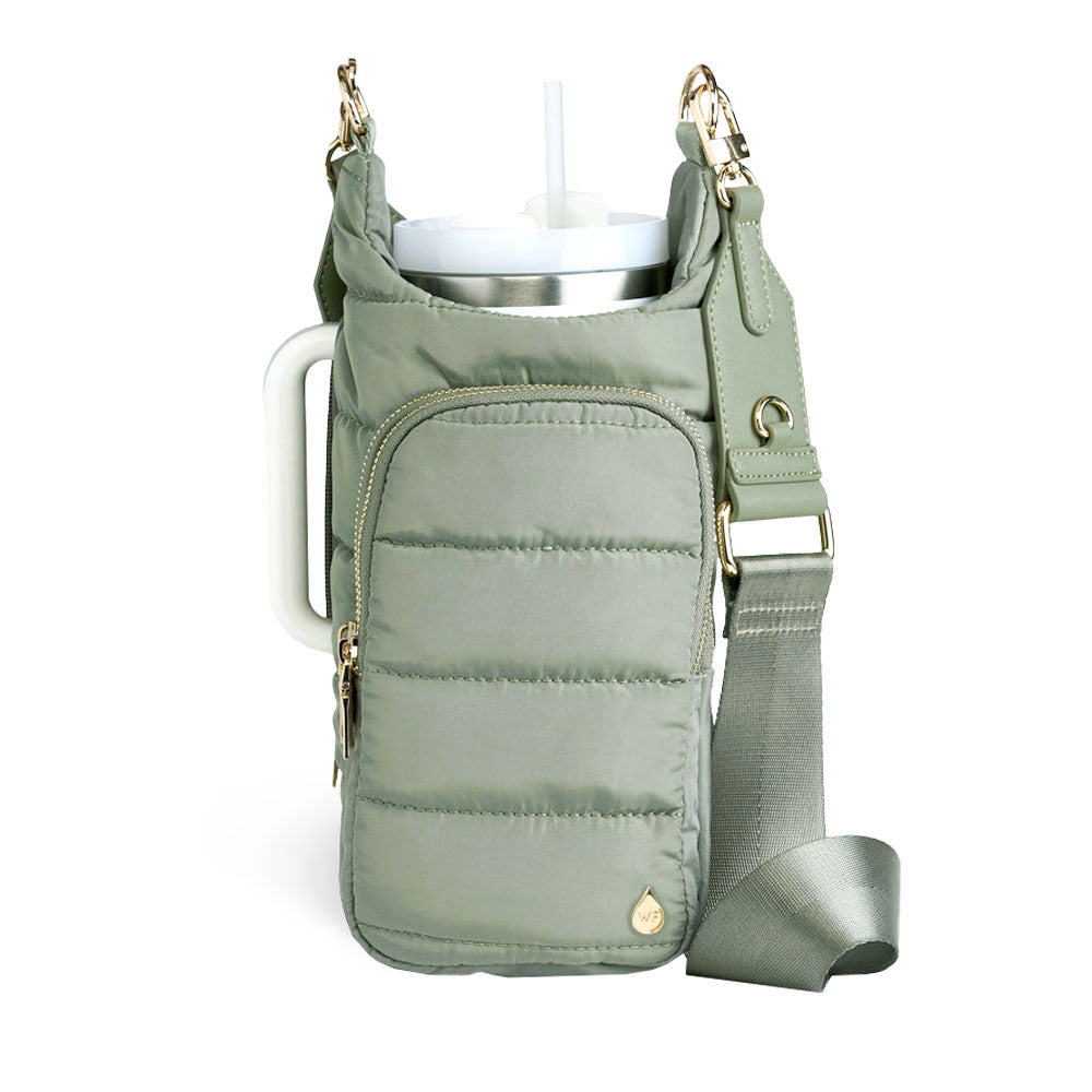 Sage Green with Solid Vegan Leather Trimmed Strap