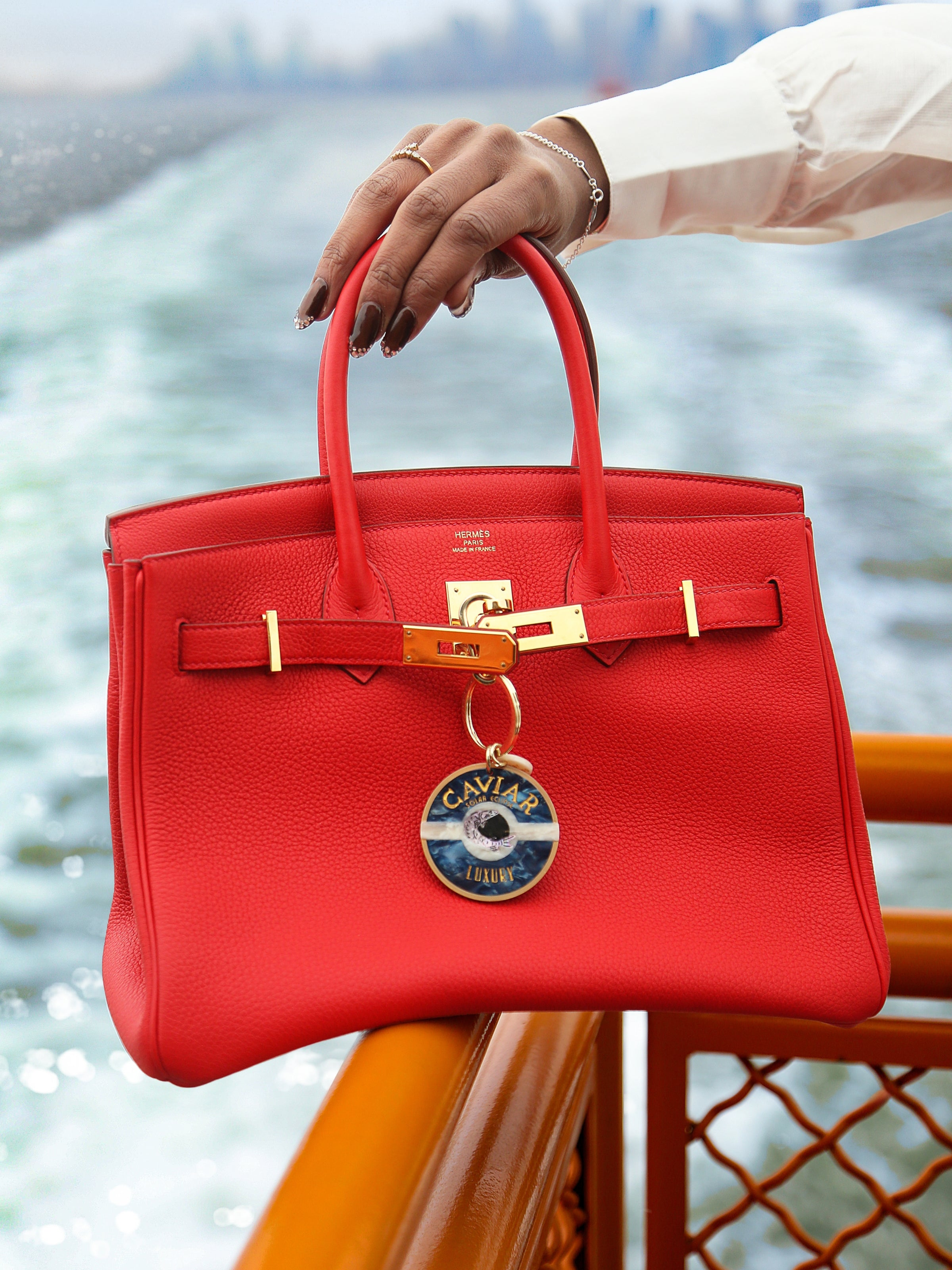 Hand-painted Caviar Bag Charm + Keychain