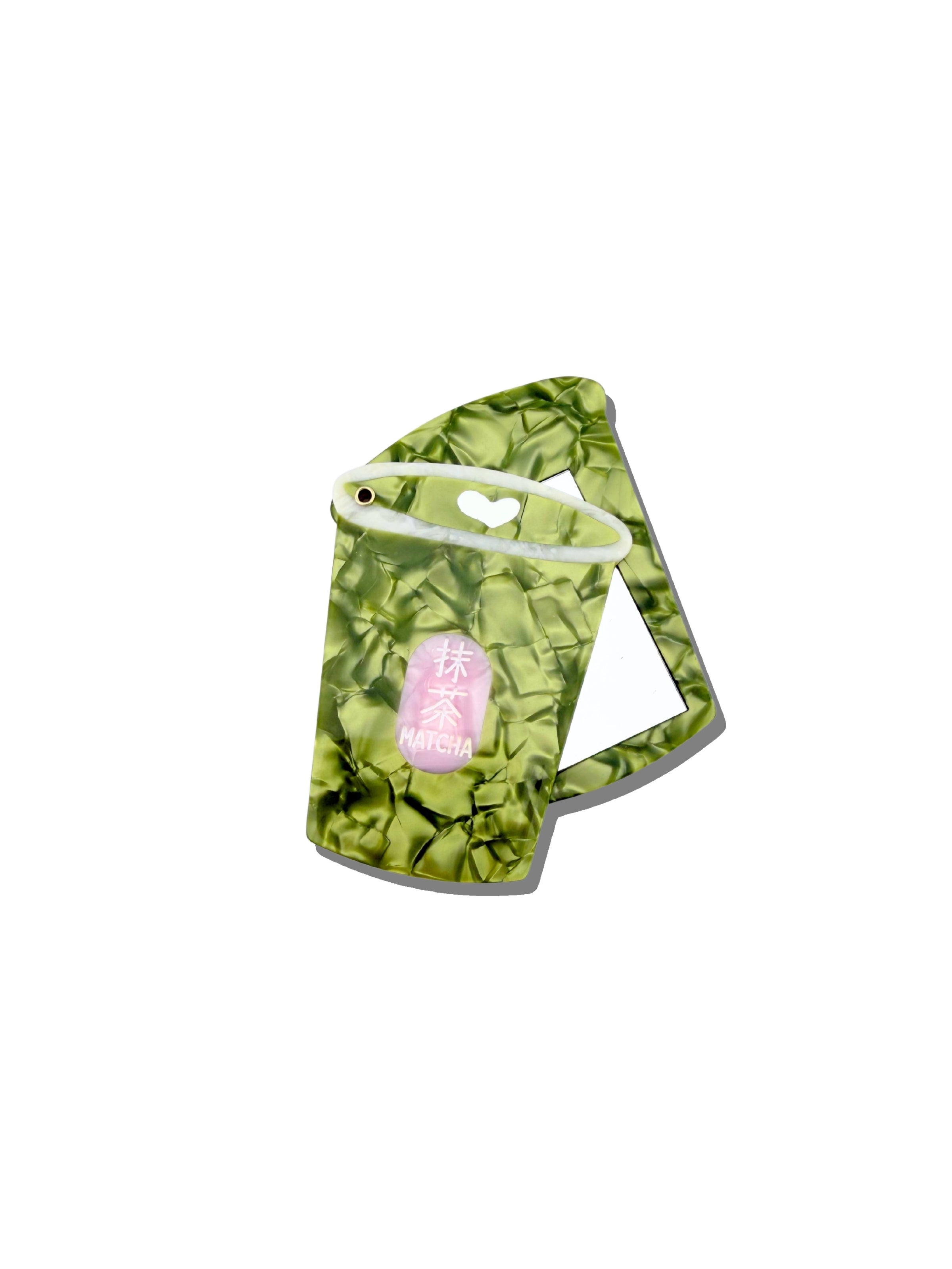 Hand-Painted Matcha Compact Mirror